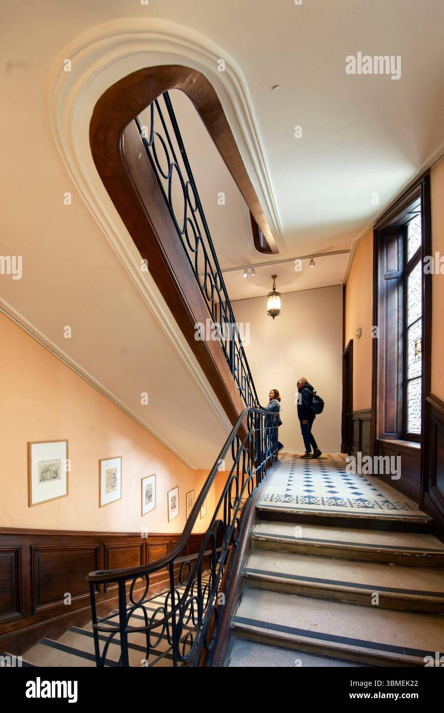 Frankreich, Paris, Marais District, Place des Vosges, House of Victor Hugo France, Paris (75), Quartier du Marais, Place des Vosges, la Maison de Victor Hugo, escalier de la Maison Stockfoto