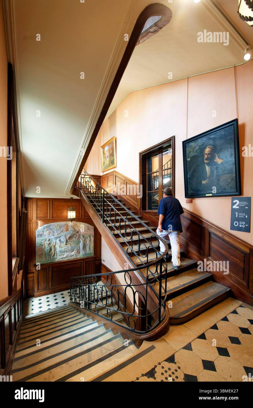 Frankreich, Paris, Marais District, Place des Vosges, House of Victor Hugo France, Paris (75), Quartier du Marais, Place des Vosges, la Maison de Victor Hugo, escalier de la Maison Stockfoto