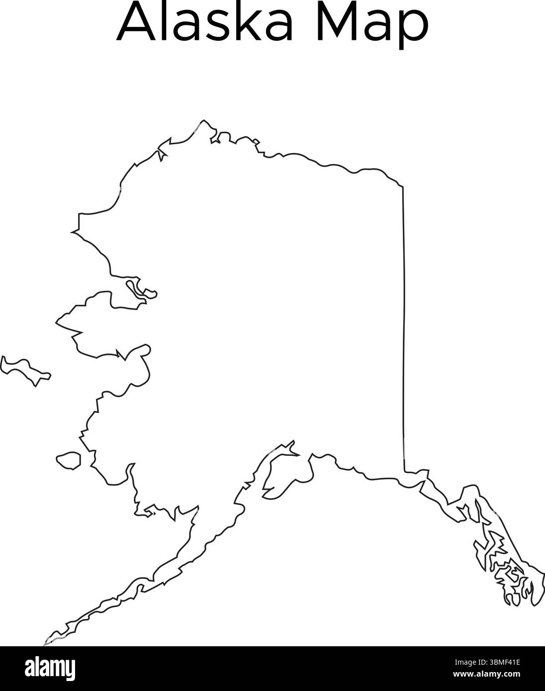 Vektorkarte von Alaska isoliert auf weißem Hintergrund Stock Vektor