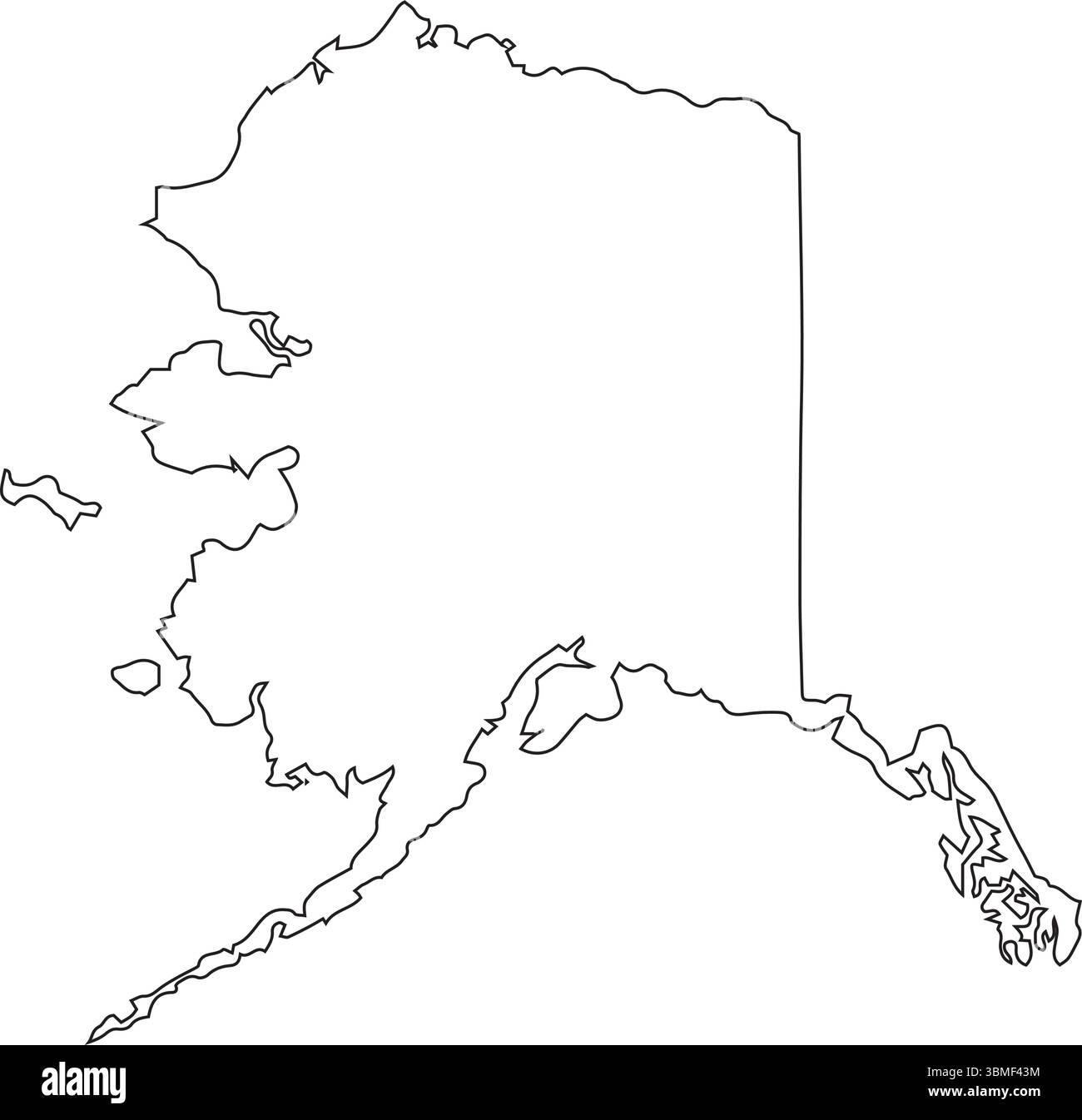 Vektorkarte von Alaska isoliert auf weißem Hintergrund Stock Vektor
