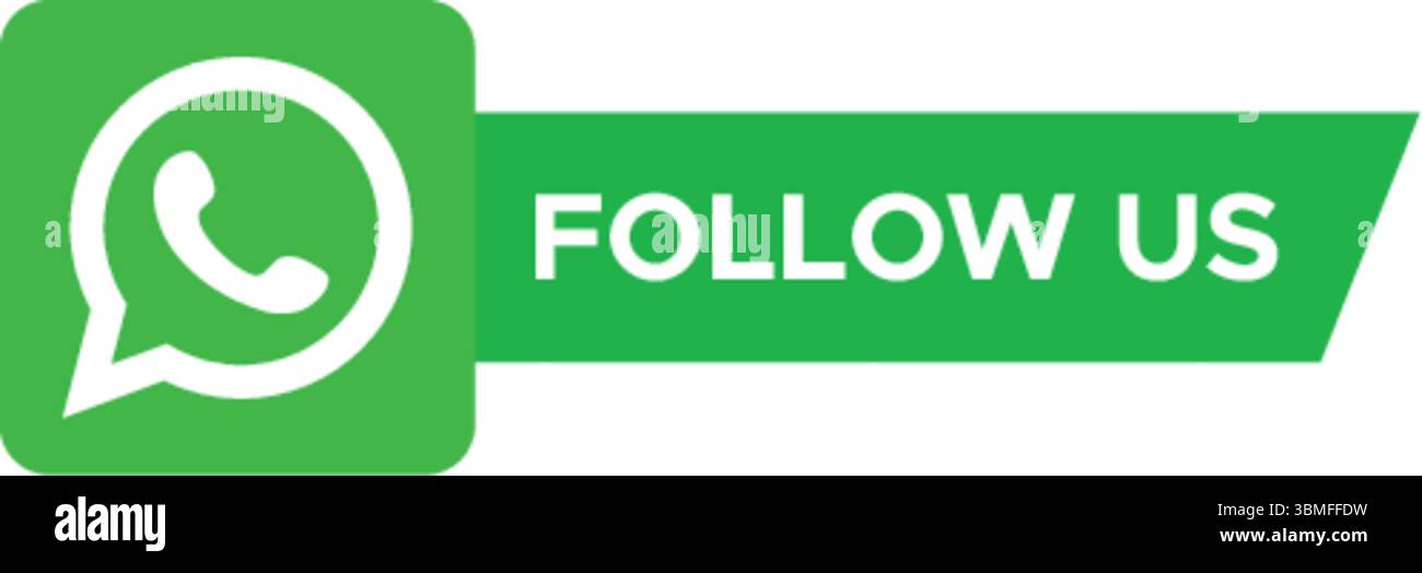 WhatsApp Follow US Green Badge – Symbol für Social Media-Werbung Stock Vektor