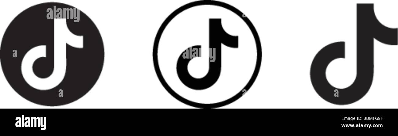 TikTok-Logo in verschiedenen Versionen, TikTok-Vektor-Logo Stock Vektor