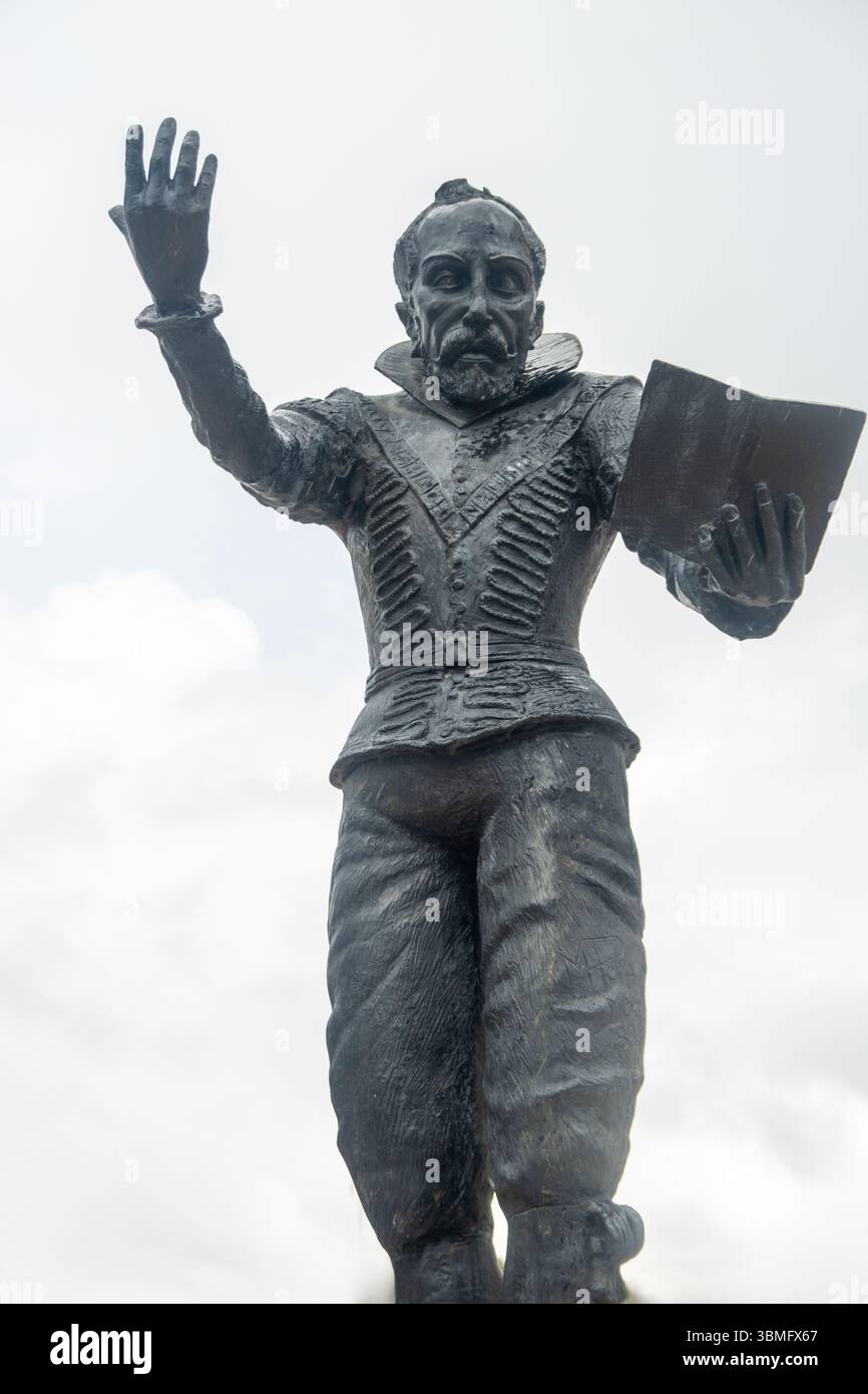 Don Juan Ruiz de Alarcon Statue in der Nähe des Nationaltheaters in Santo Domingo Dominikanische Republik Stockfoto