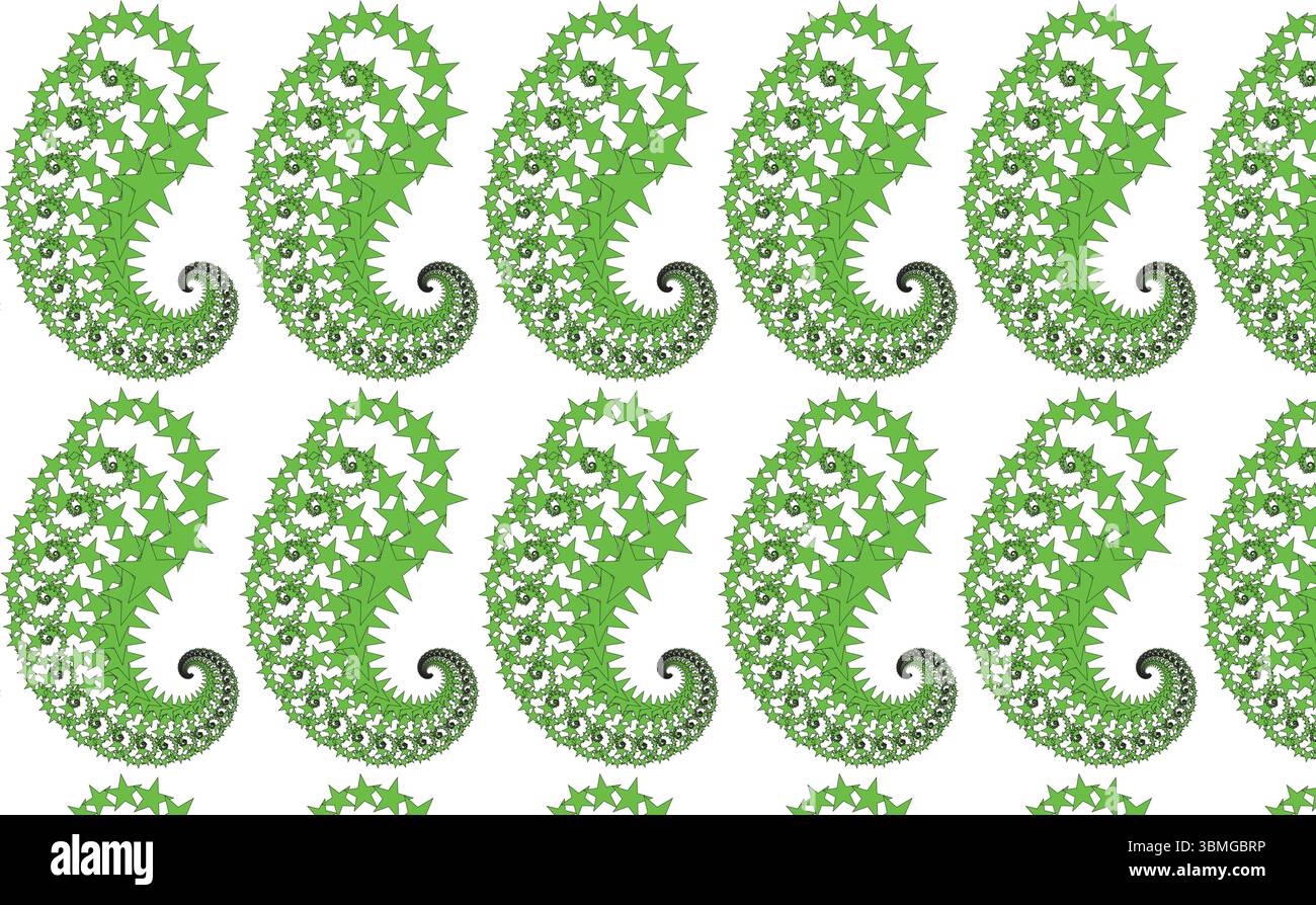 Grünes, ethnisches Paisley-Curl-Vektormuster für Textil- und Stoffdesign Stock Vektor