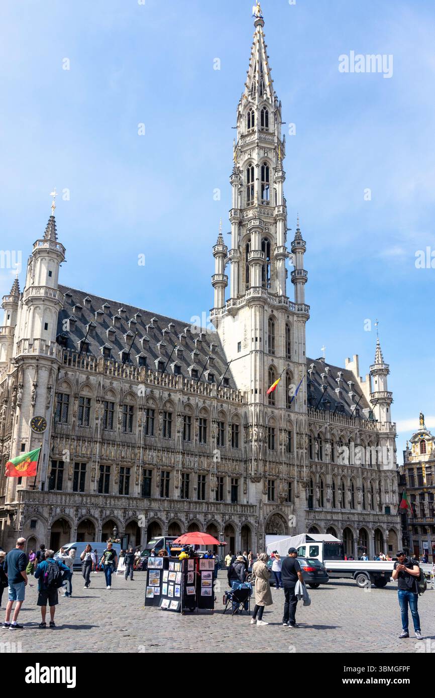 Rathaus Brüssel, Grand-Place (Grote Markt), Bruxelles-Ville, Stadt Brüssel (Bruxelles), Region Brüssel-Hauptstadt, Königreich Belgien Stockfoto