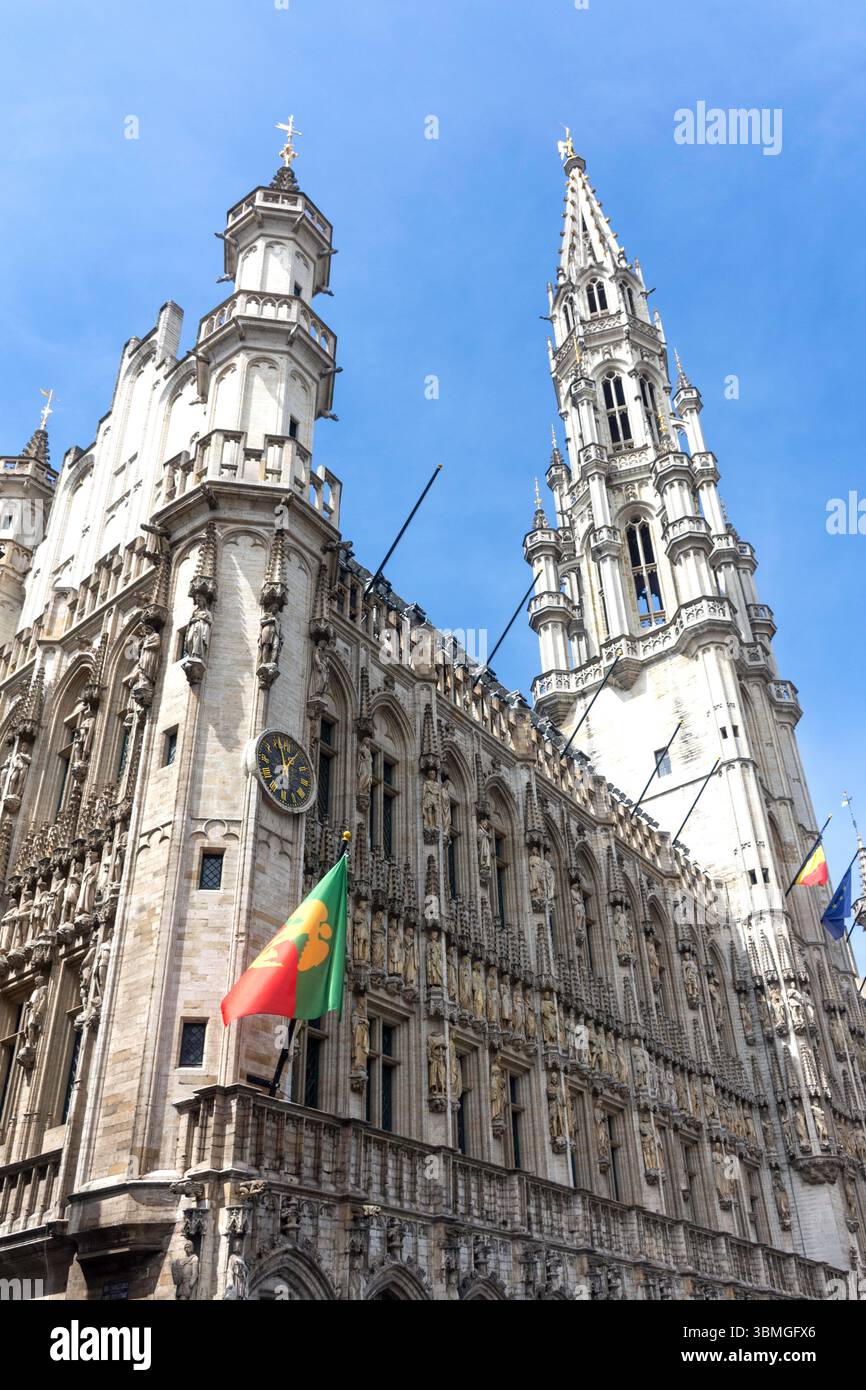 Rathaus Brüssel, Grand-Place (Grote Markt), Bruxelles-Ville, Stadt Brüssel (Bruxelles), Region Brüssel-Hauptstadt, Königreich Belgien Stockfoto