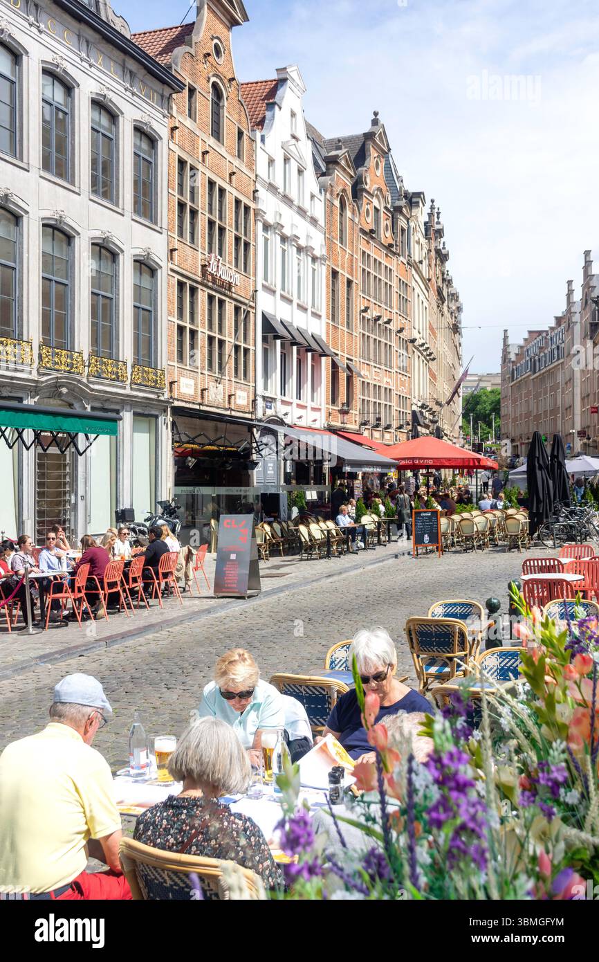 Restaurants im Freien, Rue de la Montagne, Bruxelles-Ville, Stadt Brüssel (Bruxelles), Region Brüssel-Hauptstadt, Königreich Belgien Stockfoto
