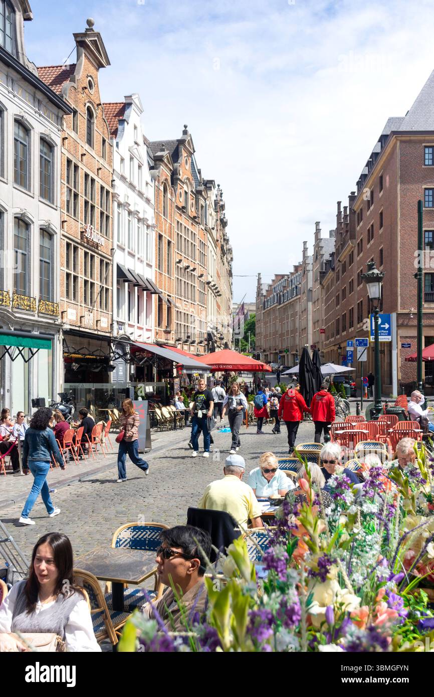 Restaurants im Freien, Rue de la Montagne, Bruxelles-Ville, Stadt Brüssel (Bruxelles), Region Brüssel-Hauptstadt, Königreich Belgien Stockfoto