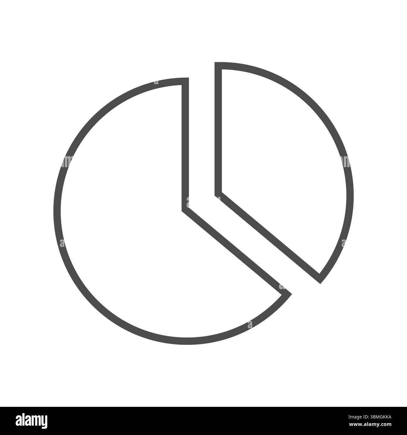 Graues Tortendiagramm vor weißem Hintergrund isoliert Stockfoto