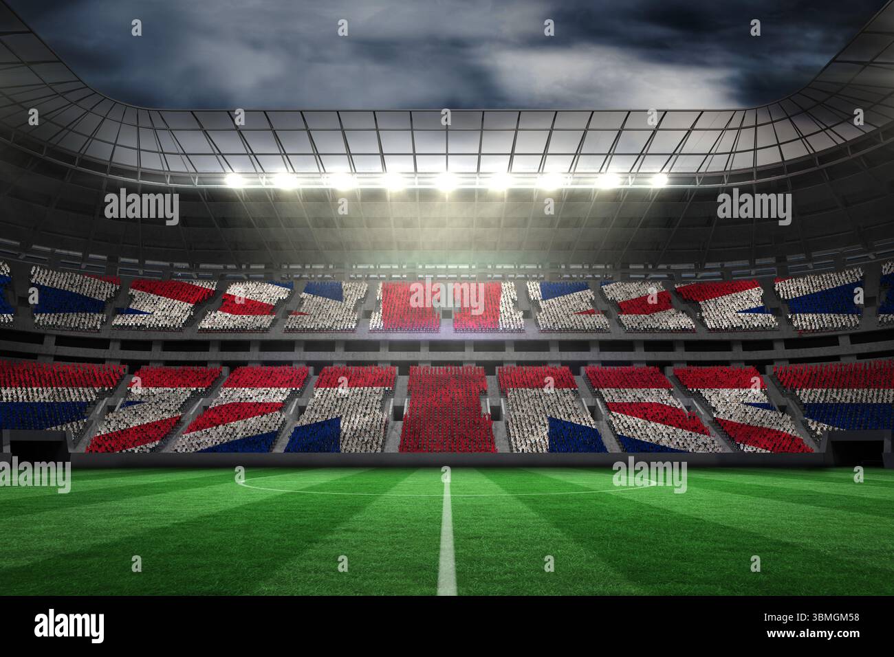 Stadion voller großer britischer Fußballfans Stockfoto