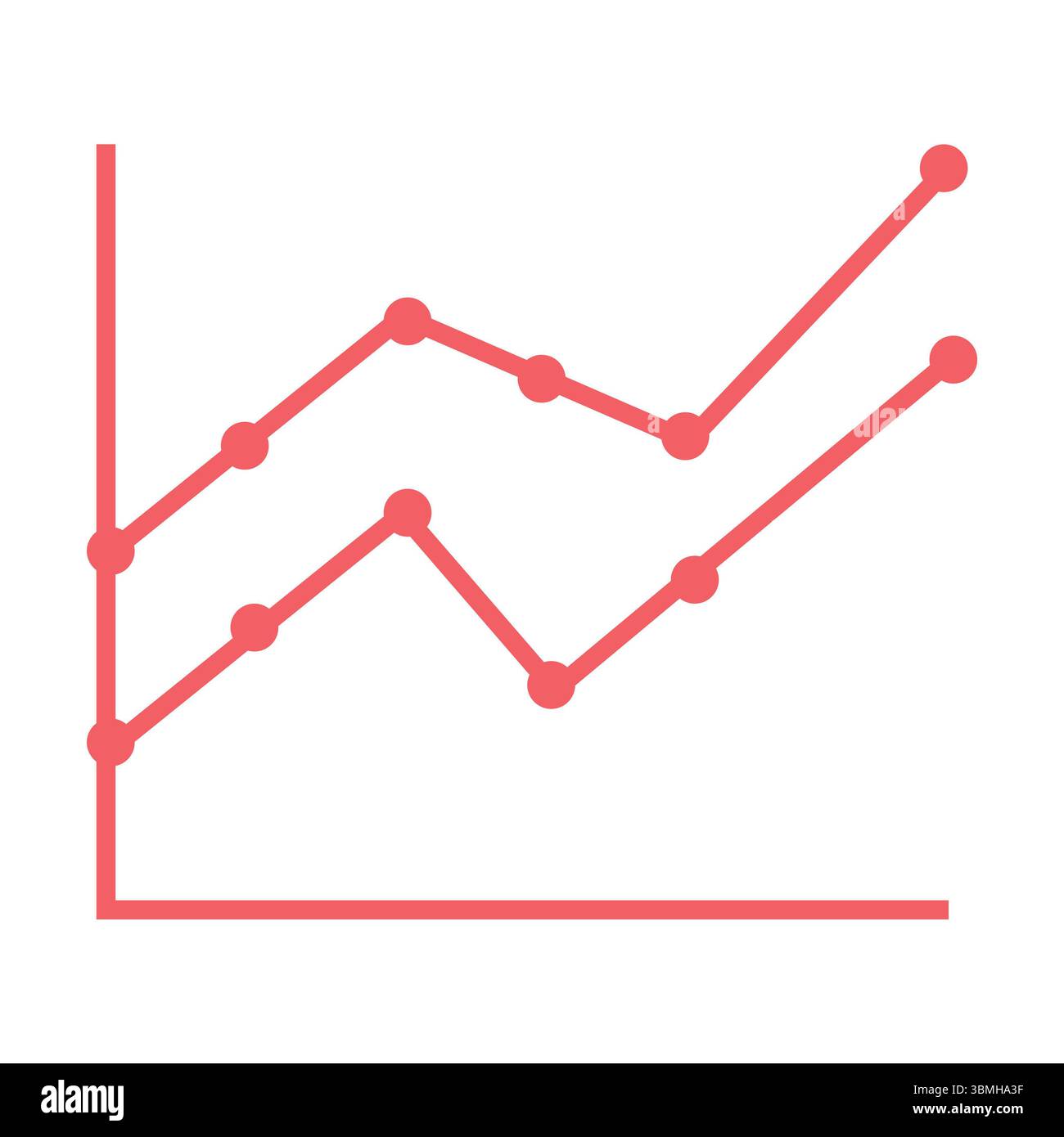 Liniendiagramm isoliert über weißem Hintergrund Stockfoto