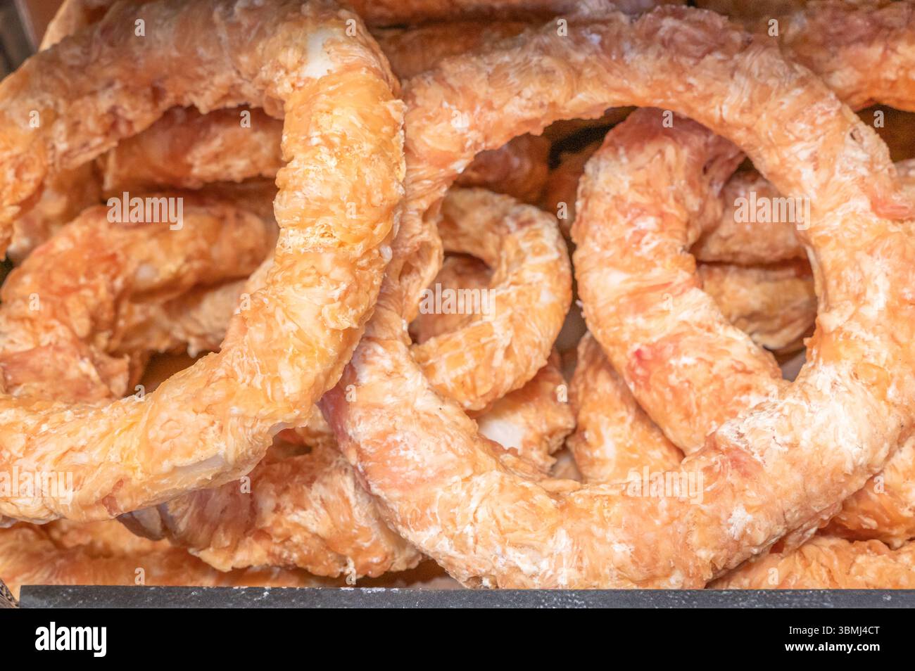 Hier sehen Sie eine detaillierte Nahaufnahme einer natürlichen, köstlichen Haustierspezialitäten Stockfoto