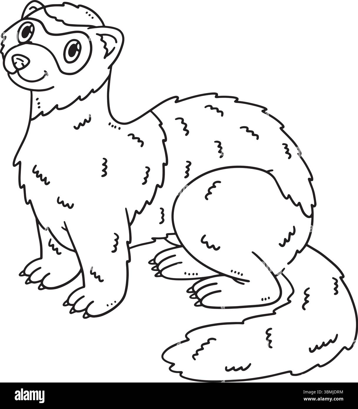 Waldtier Polecat Isolierte Ausmalseite Stock Vektor