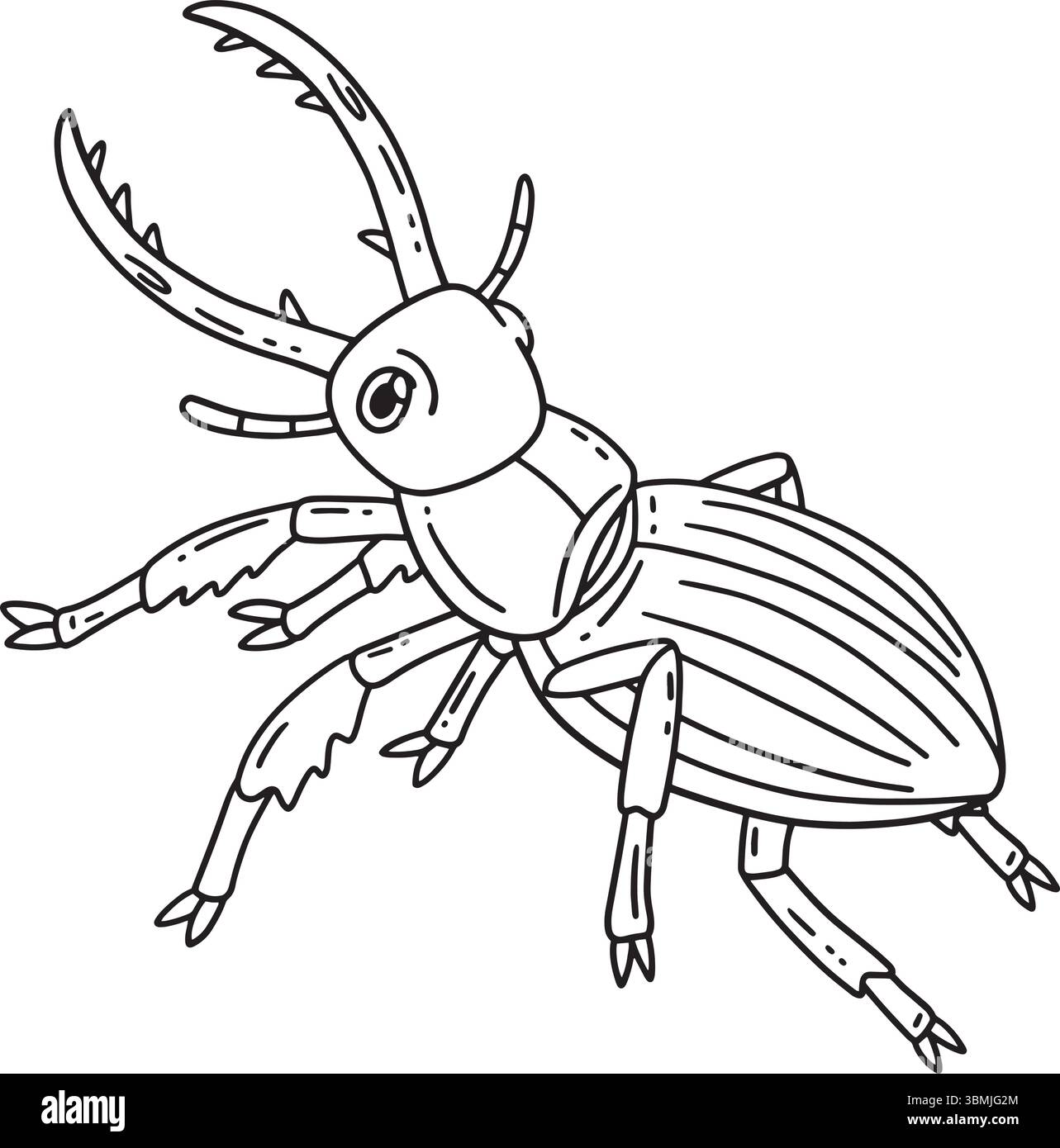 Waldtier Hirschkäfer Isolierte Malseite Stock Vektor