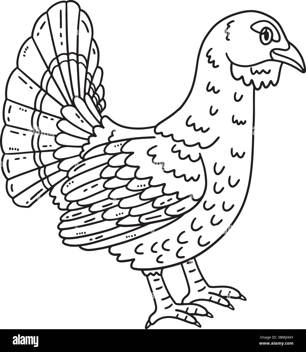 Waldtier Auerhuhn Isolierte Ausmalseite Stock Vektor