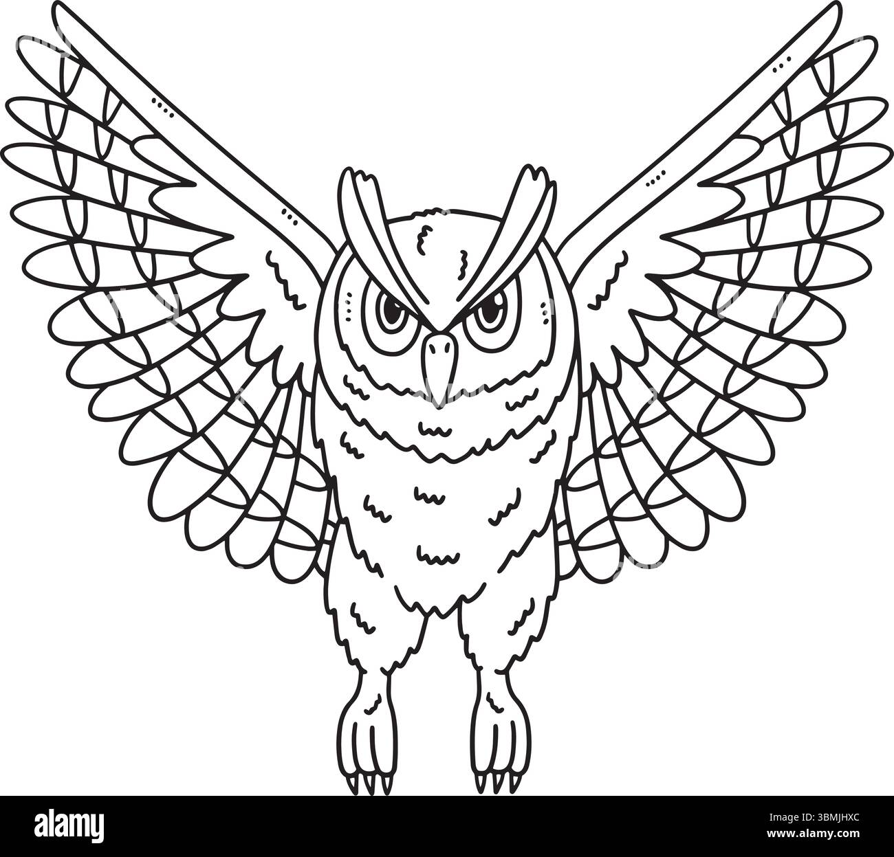 Waldtier-Eulen Isolierte Ausmalseite Stock Vektor