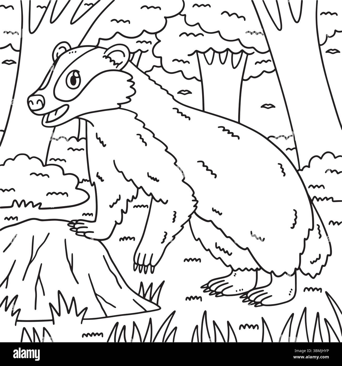 Waldtier Dachs Malseite für Kinder Stock Vektor