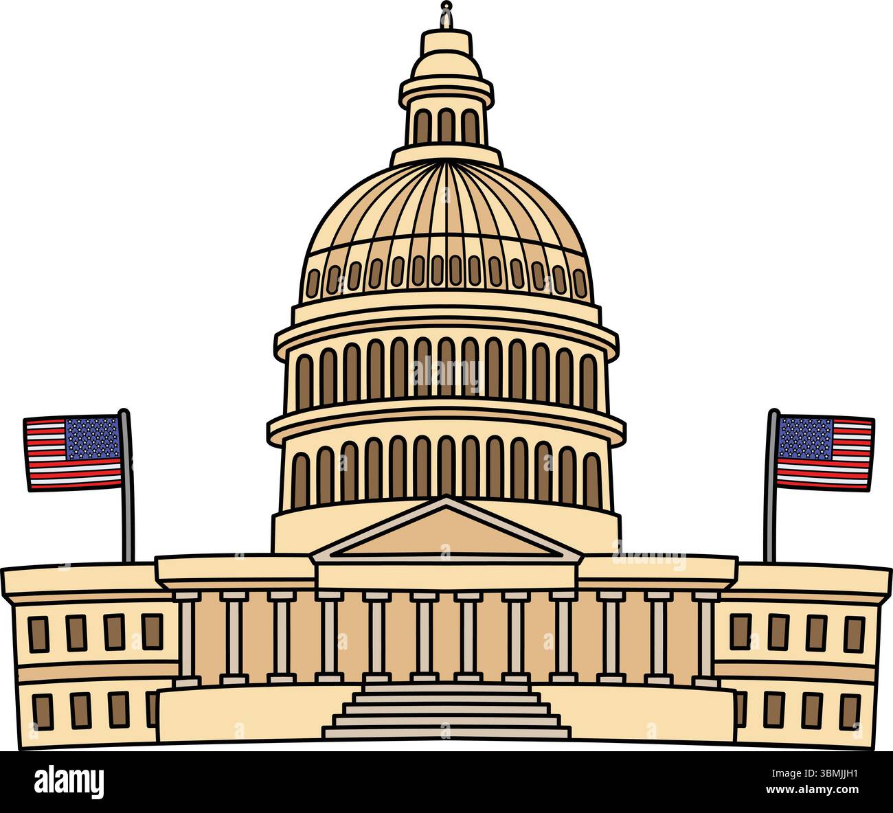 4. Juli Capitol 4. Cartoon farbiger Clipart Stock Vektor