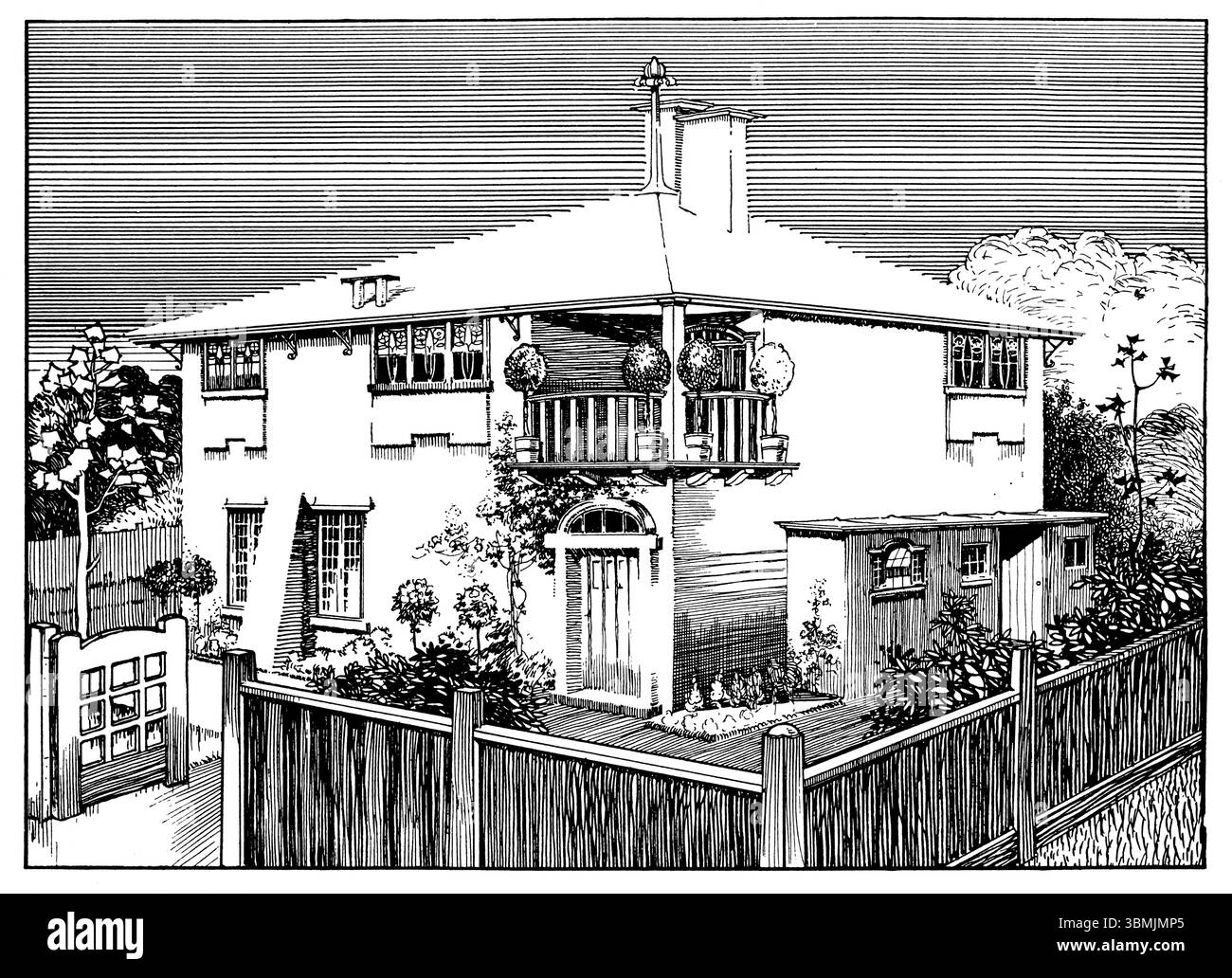 Ill2222 Architecture, Entwurf für ein Landhaus, von Architekt, Designer und Illustrator George Montague Ellwood vom Studio Magazine 1903 Stockfoto