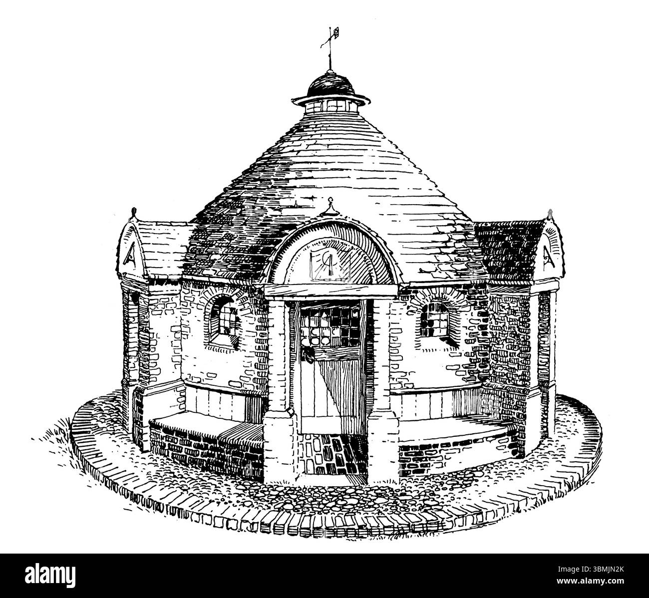 Entwurf für ein kleines kreisförmiges Gartensommerhaus von William Pyper aus dem Studio Magazine 1903 Stockfoto