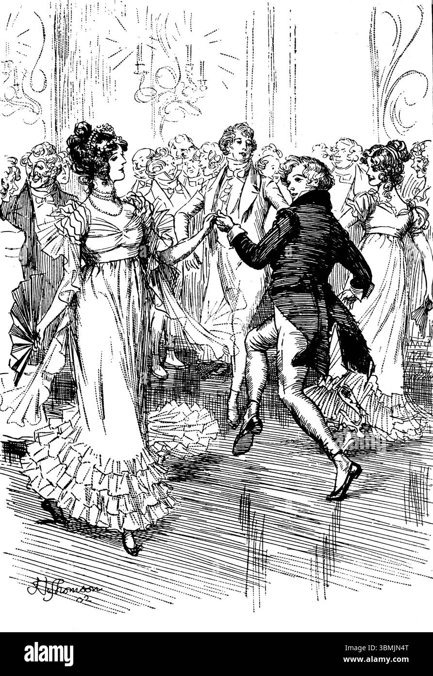 Während wir tanzten, 1902 Illustration aus der Geschichte von Samuel Titmarsh, von dem Illustrator Hugh Thomson, vom Studio Magazine 1903 Stockfoto