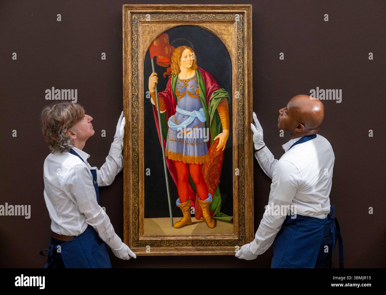 London, Großbritannien. Juni 2025. St. Quirinus von Neuss von Lorenzo Di Credi, geschätzt 2-3 Millionen Pfund. Fotoruf für Sotheby's Old Master. Die Ausstellung findet vom Samstag, 28. Juni bis Mittwoch, 2. Juli, vor der Abendauktion am 2. Juli statt. Quelle: Karl Black/Alamy Live News Stockfoto