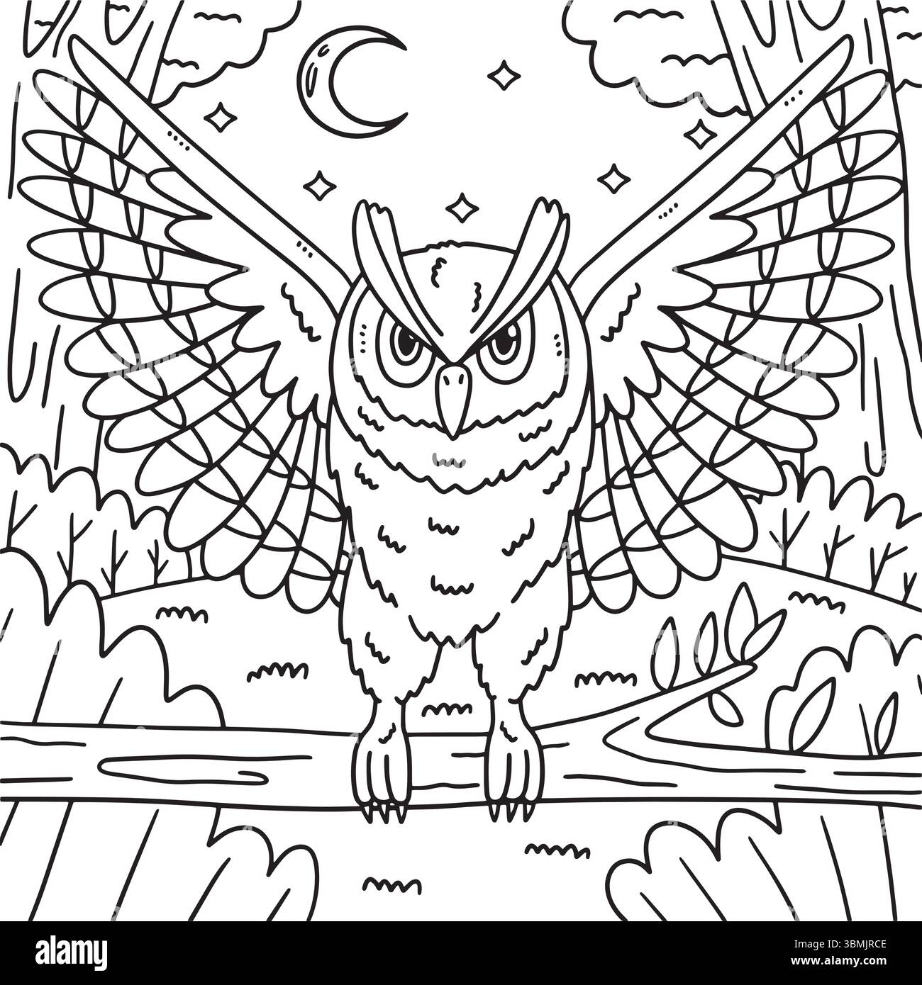 Malseite für Kinder mit Waldtier-Eulen Stock Vektor