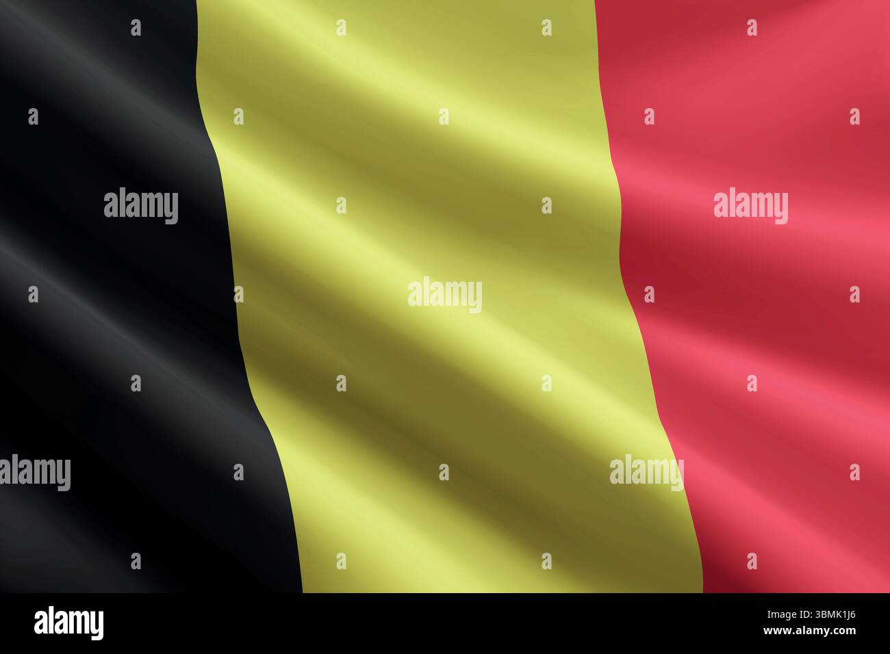 Belgische Nationalflagge winkt im Wind, realistische, detailgetreue Seidenstruktur Stock Vektor
