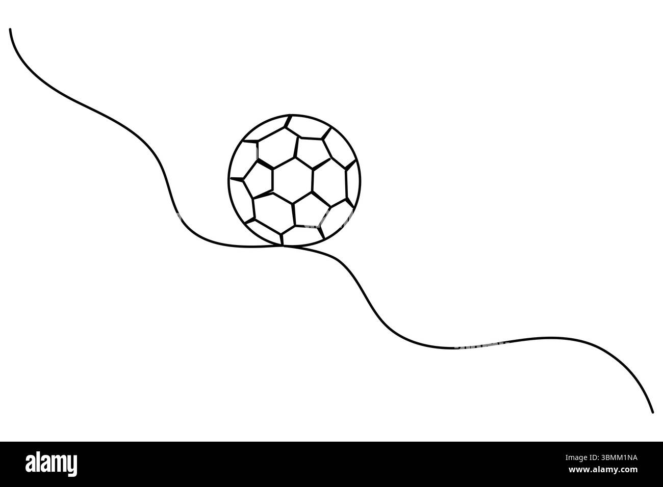 Fußball durchgehende einzeilige Kunstzeichnung Stil Umrissvektor Illustration. Stock Vektor