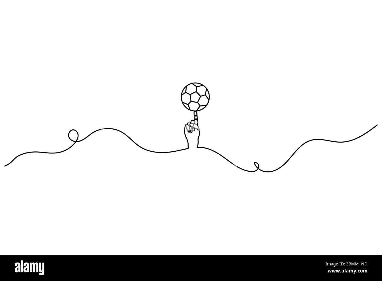 Fußball durchgehende einzeilige Kunstzeichnung Stil Umrissvektor Illustration. Stock Vektor