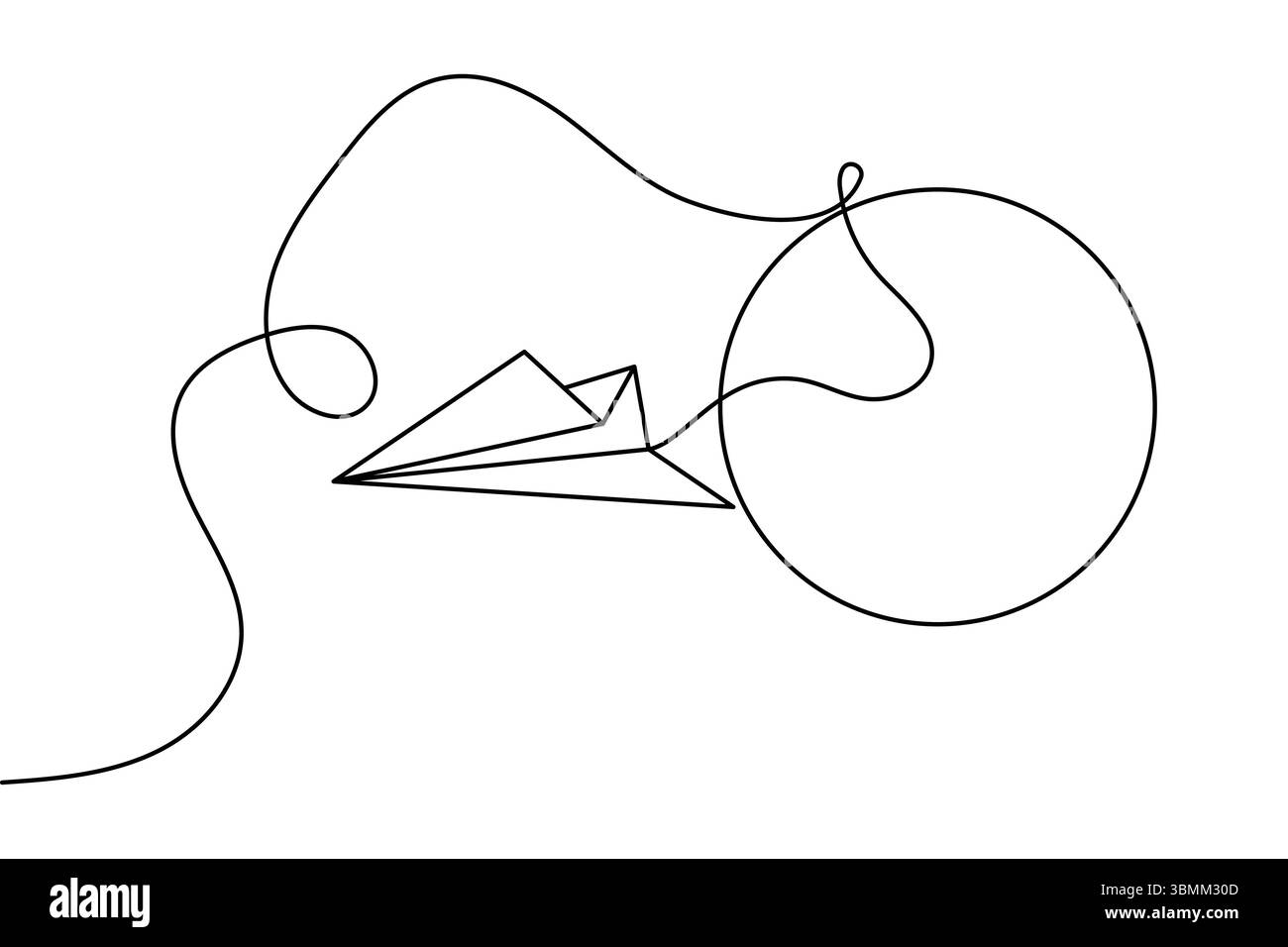 Papierebene durchgehende einzeilige Zeichnung mit minimalistischem Stil und Umrissvektorillustration Stock Vektor