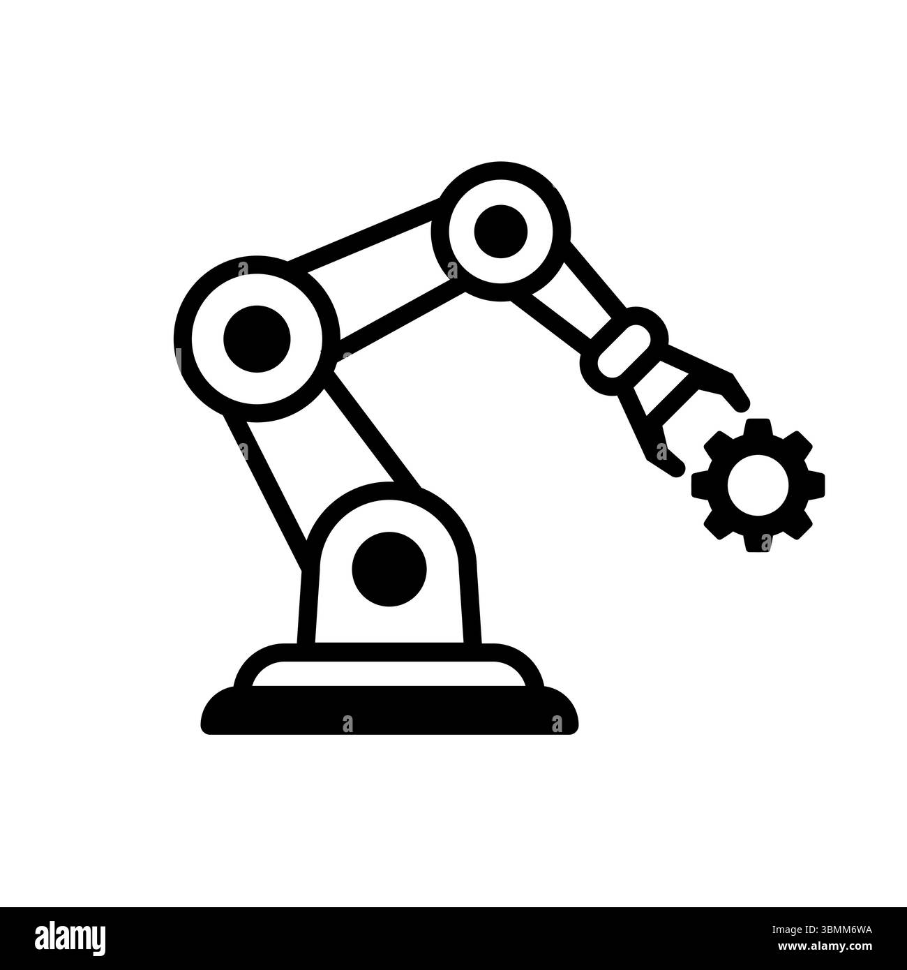 Hebegeschirr mit mechanischem Arm, Symbol für Industrie und Robotik Stock Vektor