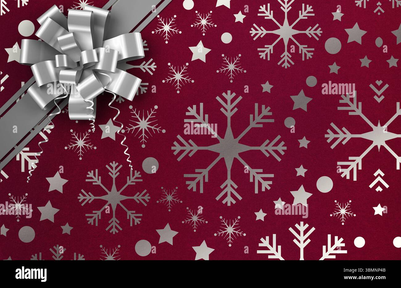 Weihnachtspapier mit Schleife Stockfoto