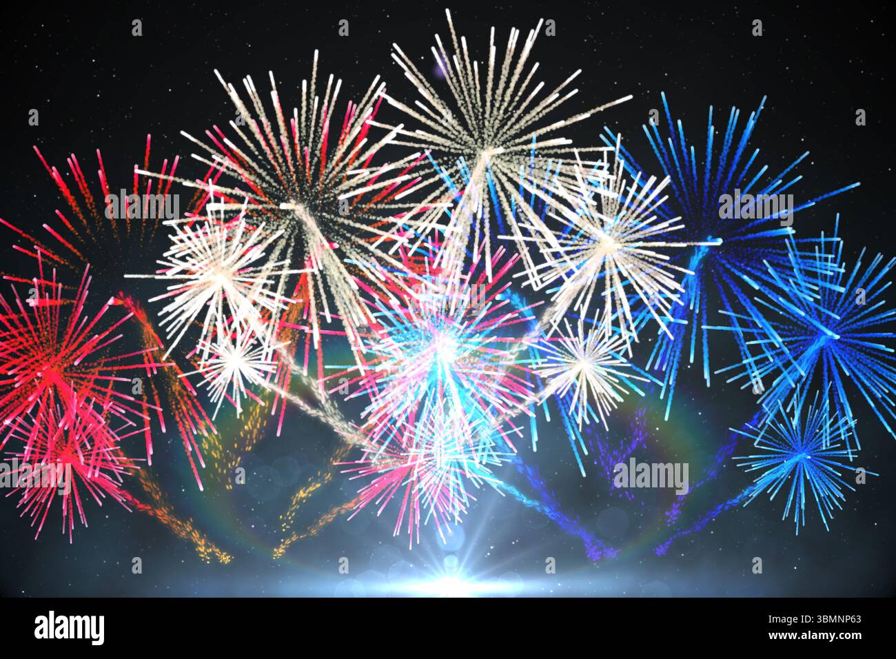 Digital generiertes helles Feuerwerk Stockfoto