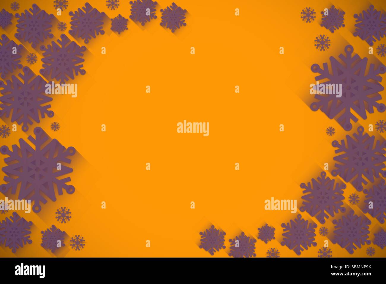 Lila Schneeflocke Design auf orange Stockfoto