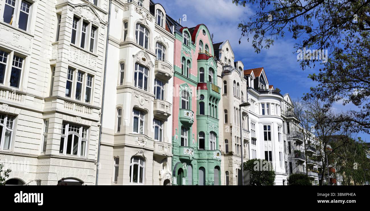 Fassaden schöner Jugendstilhäuser in der kölner Südstadt Stockfoto