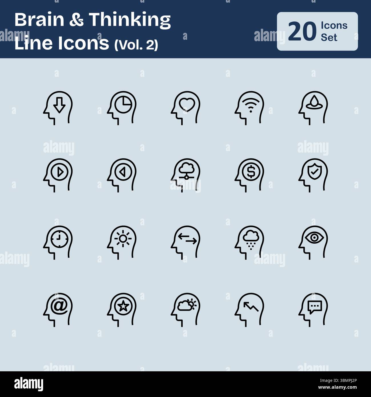 Brain & Thinking Line Icons (Band 2) Stock Vektor
