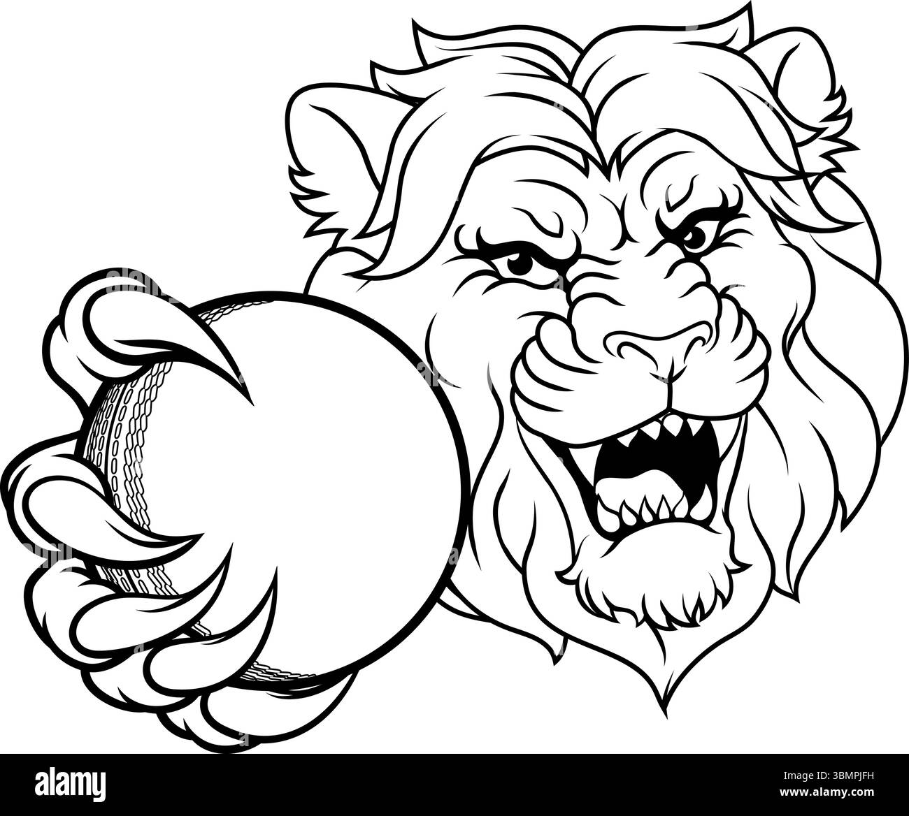 Löwen-Cricket-Ball-Tiersport-Maskottchen Stock Vektor