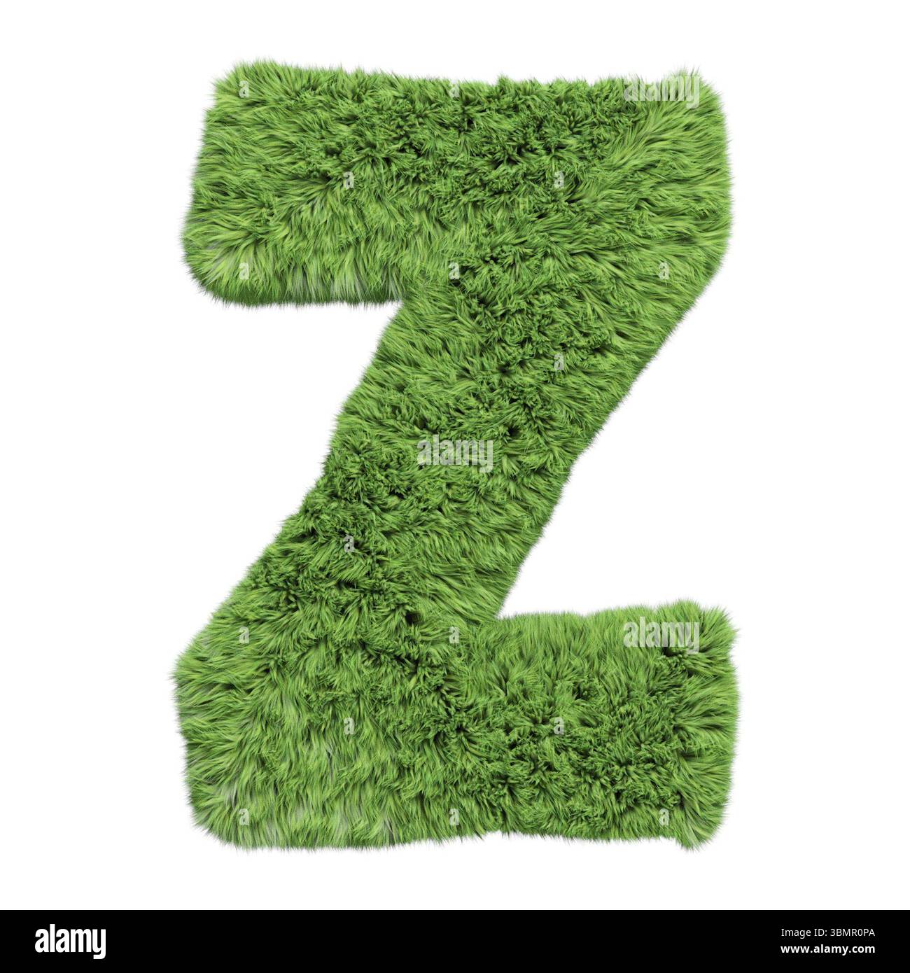 Kräutergras-Alphabet Großbuchstabe z. isoliert auf weißer 3D-Illustration Stockfoto