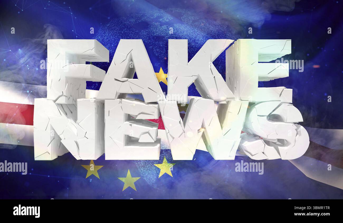 3D-Illustration des Konzepts gefälschter Nachrichten mit Hintergrundflagge von Kap Verde Stockfoto