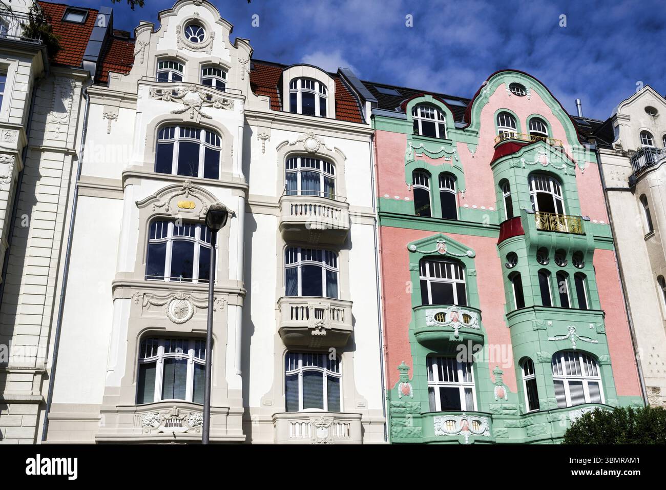Fassaden schöner Jugendstilhäuser in der kölner Südstadt Stockfoto