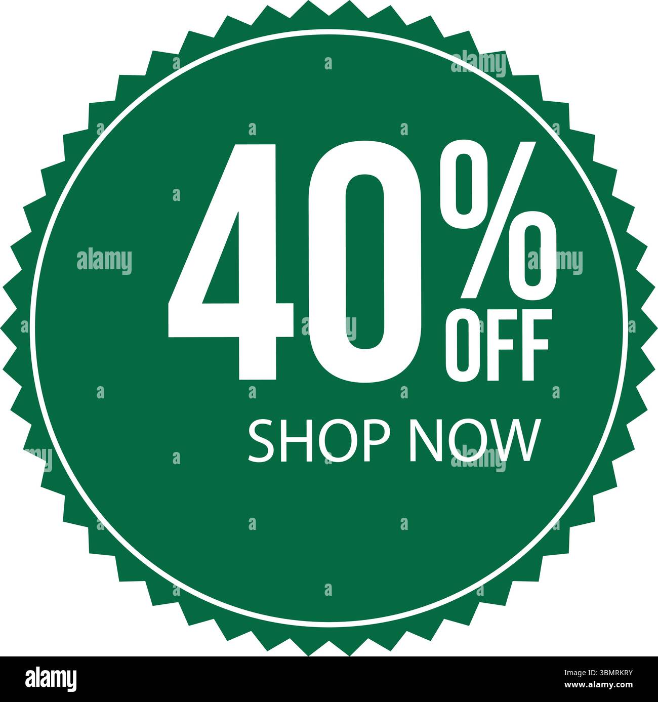 40 % Rabatt auf Green Scalloped Discount Badge – jetzt kaufen Rabatt-Stempelrabatt-Label, Werbelabel-Banner, Stock Vektor