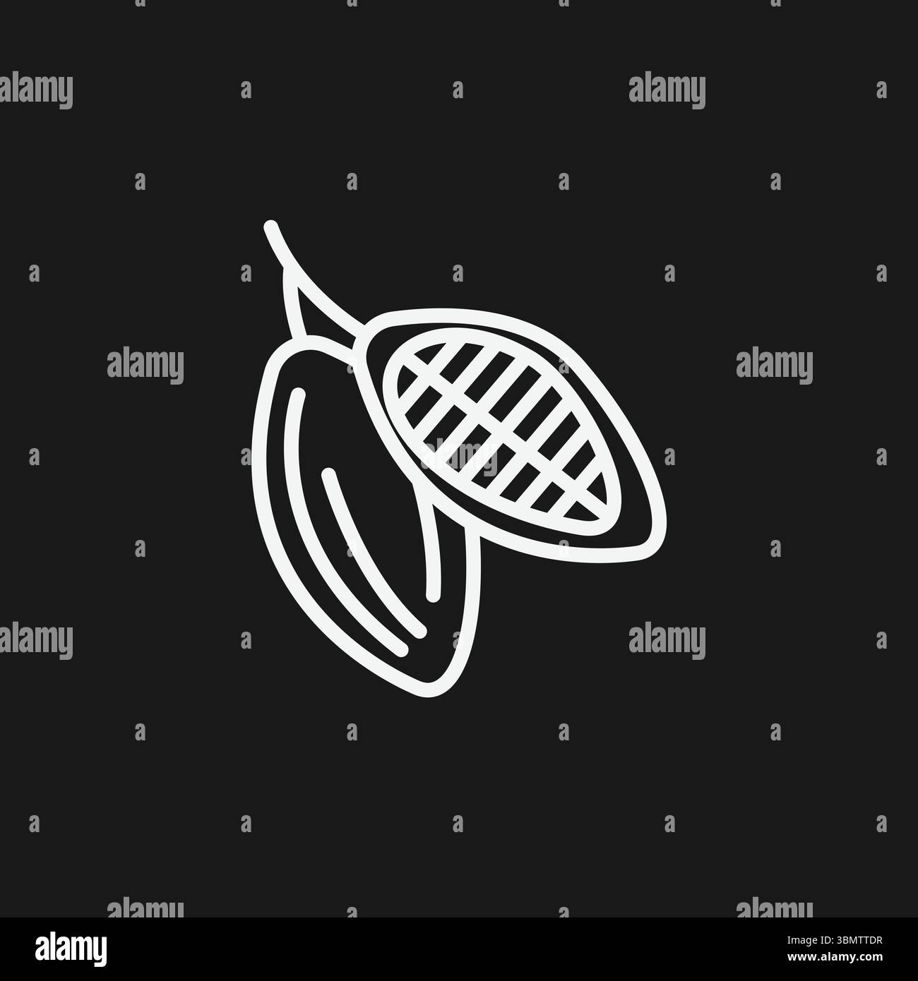 Kakaoschote und Kakaobohnen-Symbol für Rohschokolade, Superfood-Zutaten und Gourmet-Desserts Stock Vektor