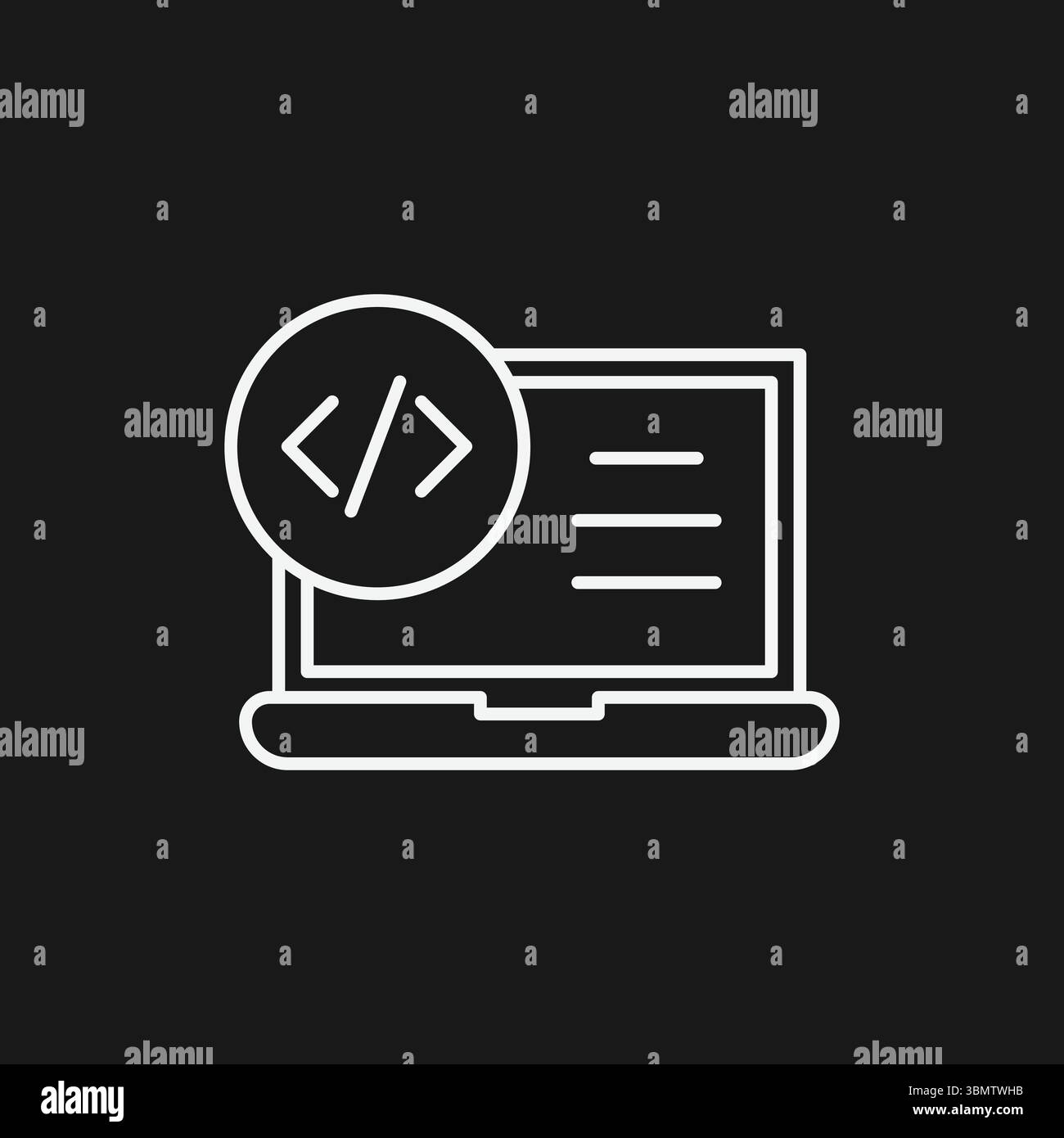 Web- und Softwareentwicklungssymbol für benutzerdefinierte Programmierung, Anwendungstechnik sowie Front-End- und Back-End-Codierungsdienste Stock Vektor