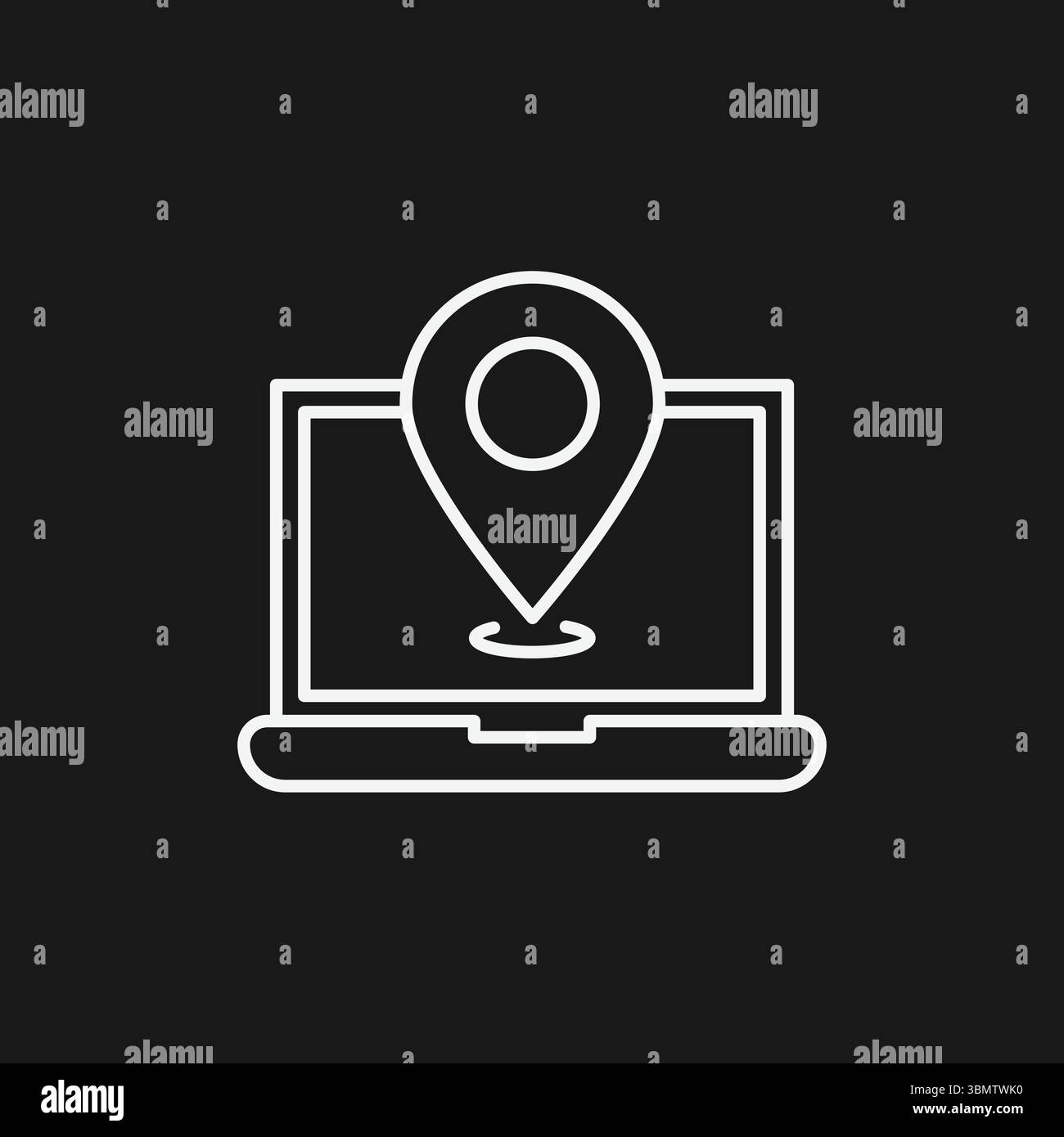 Laptop-Symbol für Geolocation und GPS-Navigation für lokale Suche, Kartenlokalisierung und IP-Adressverfolgung Stock Vektor