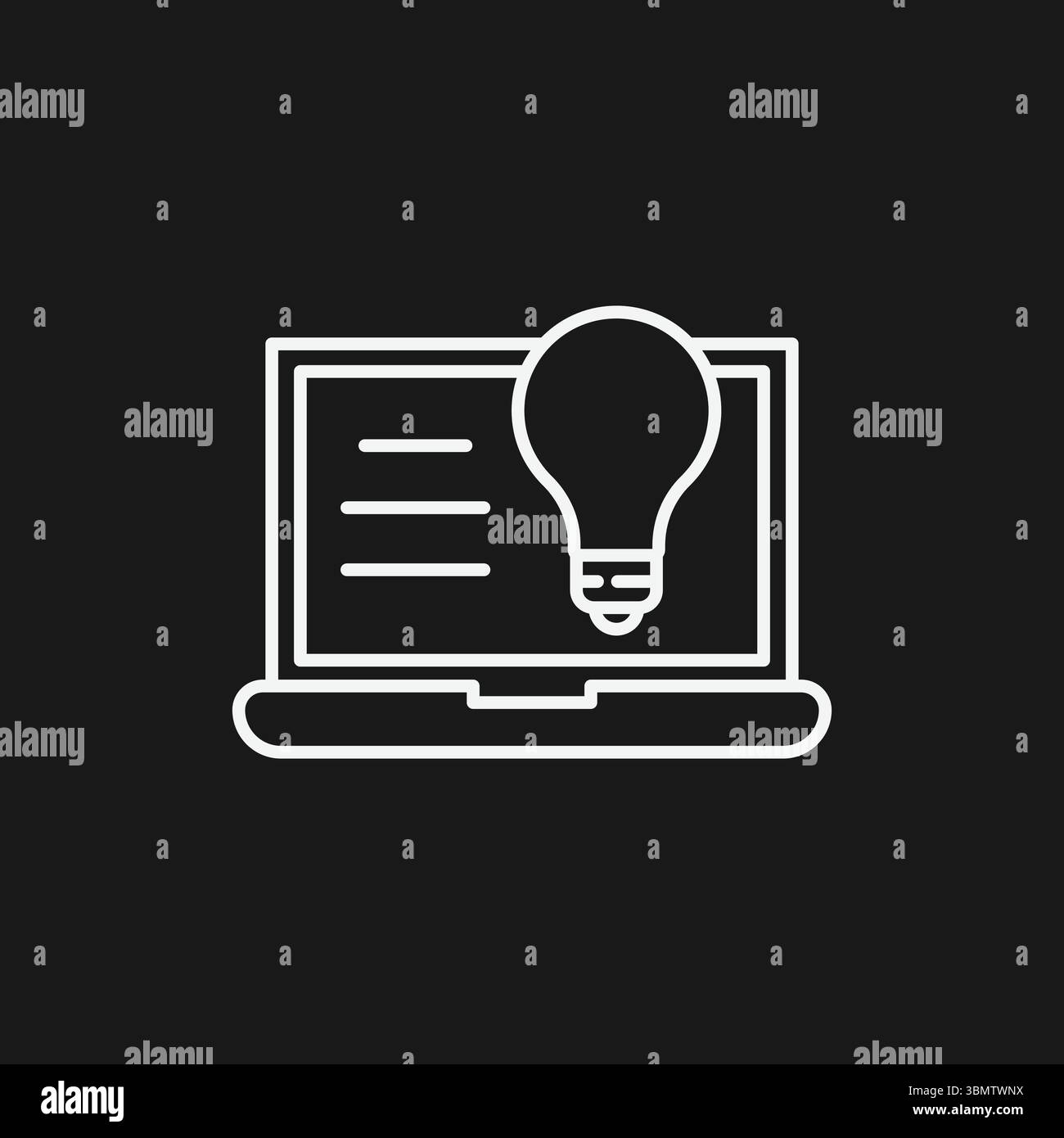 Innovative digitale Ideen, E-Learning-Lösungen und kreative Technologiekonzepte für Online-Business und -Bildung – dargestellt durch ein Notebook Stock Vektor