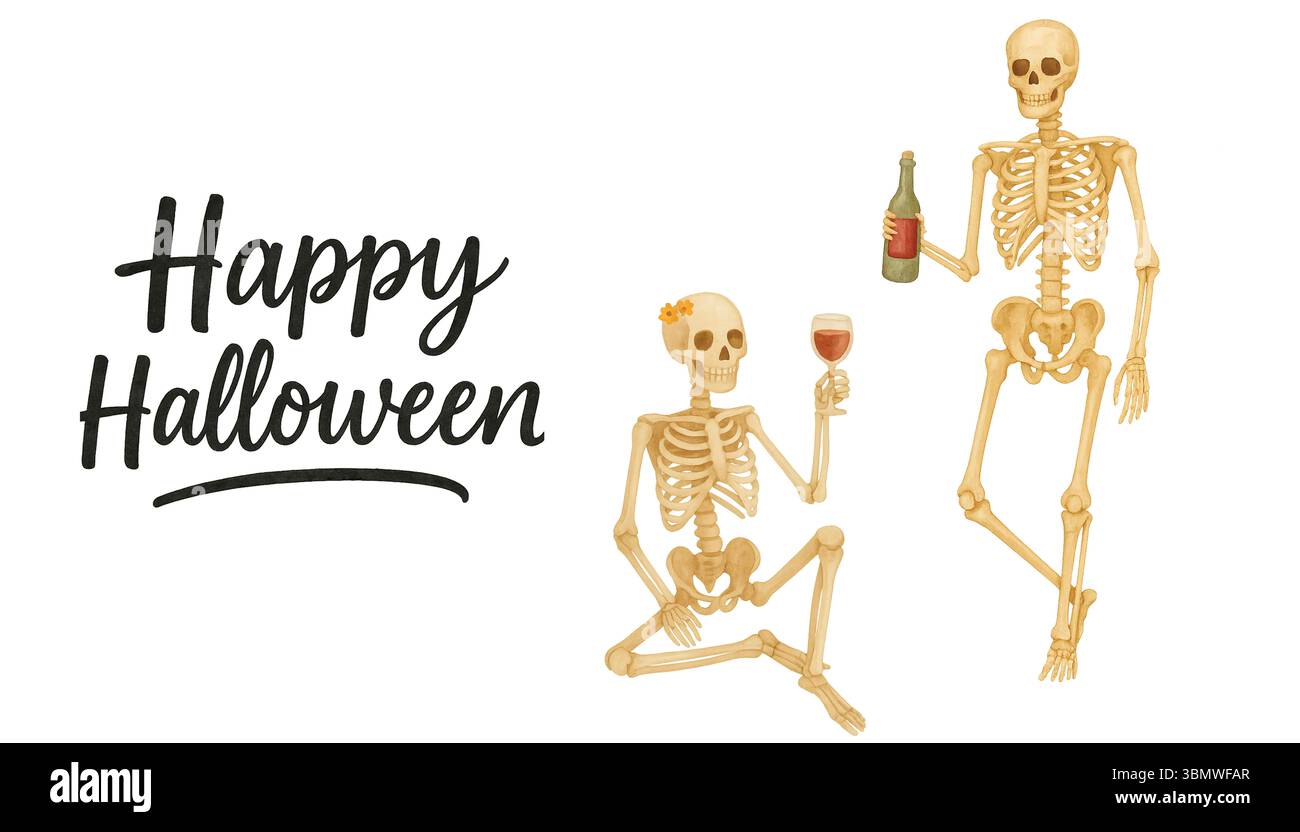 Halloween Aquarell Clipart – Niedliche Handgemalte Spooky Elements Stockfoto
