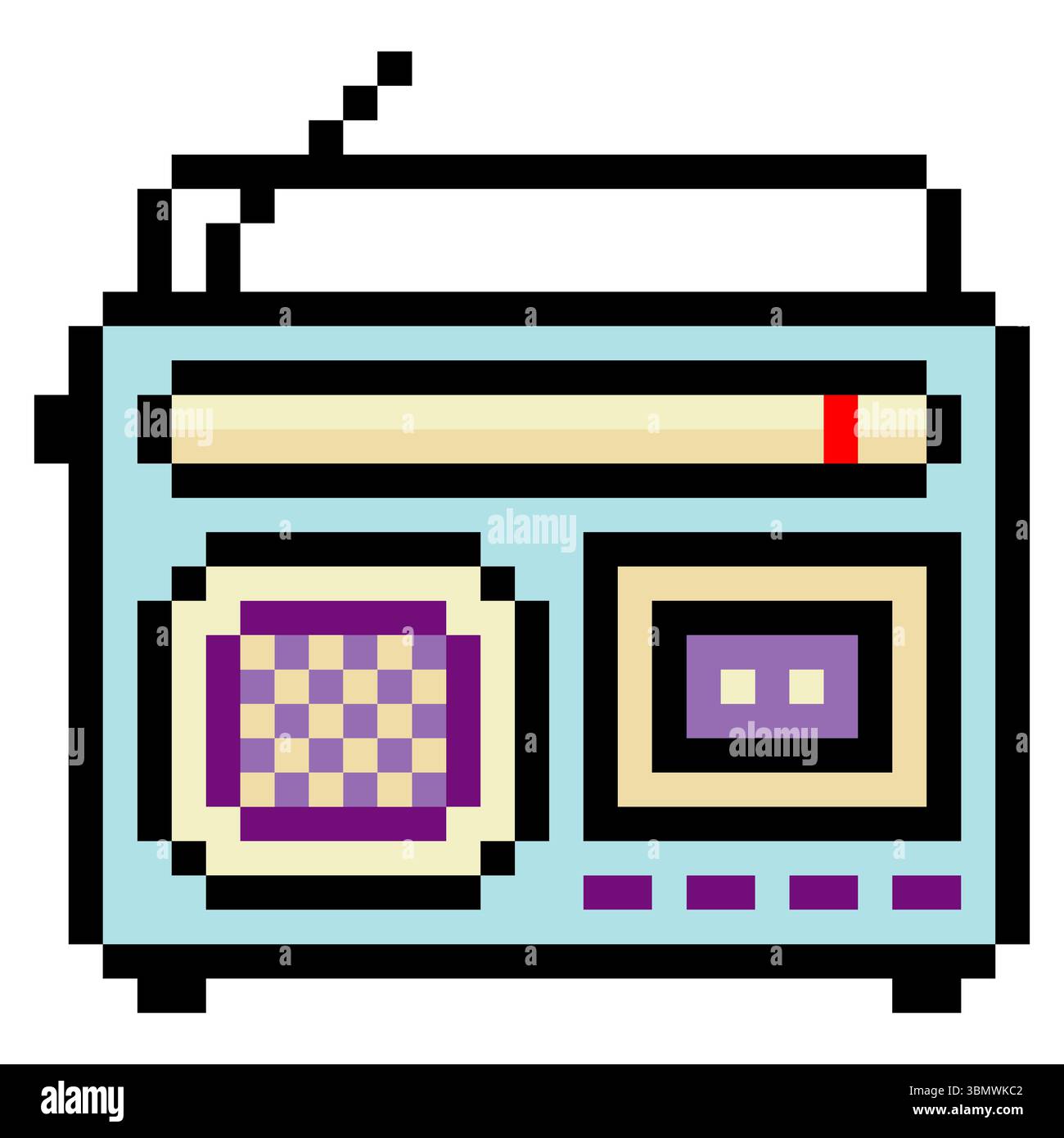 Radio im Pixelart-Stil. Altes Retro-Radio Stock Vektor