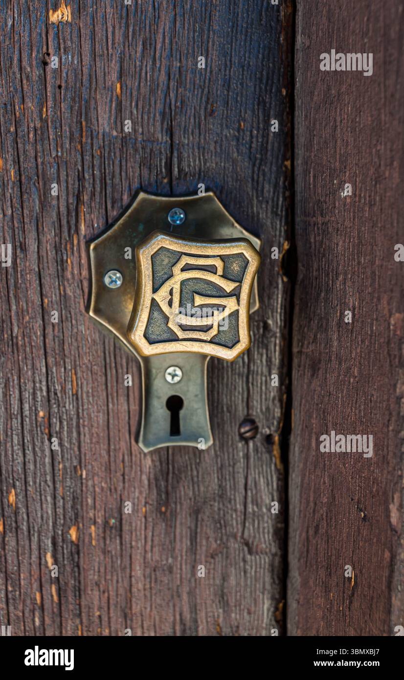 Kunstvoller Türknopf in der El Tovar Lodge, South Rim, Grand Canyon National Park, Arizona, USA Stockfoto