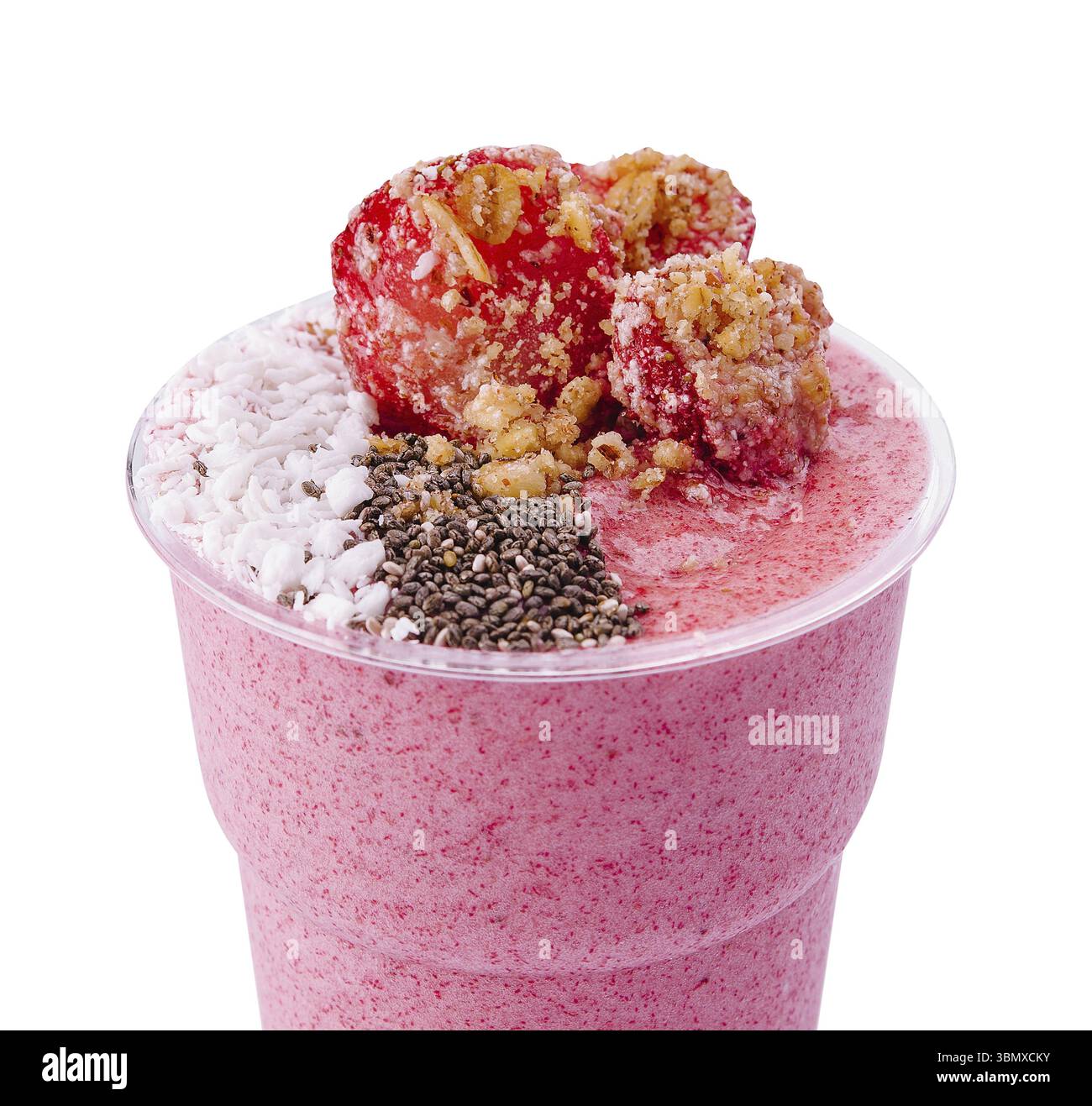 Food still-Life, Erdbeere Smoothie isoliert auf weißem Hintergrund Stockfoto